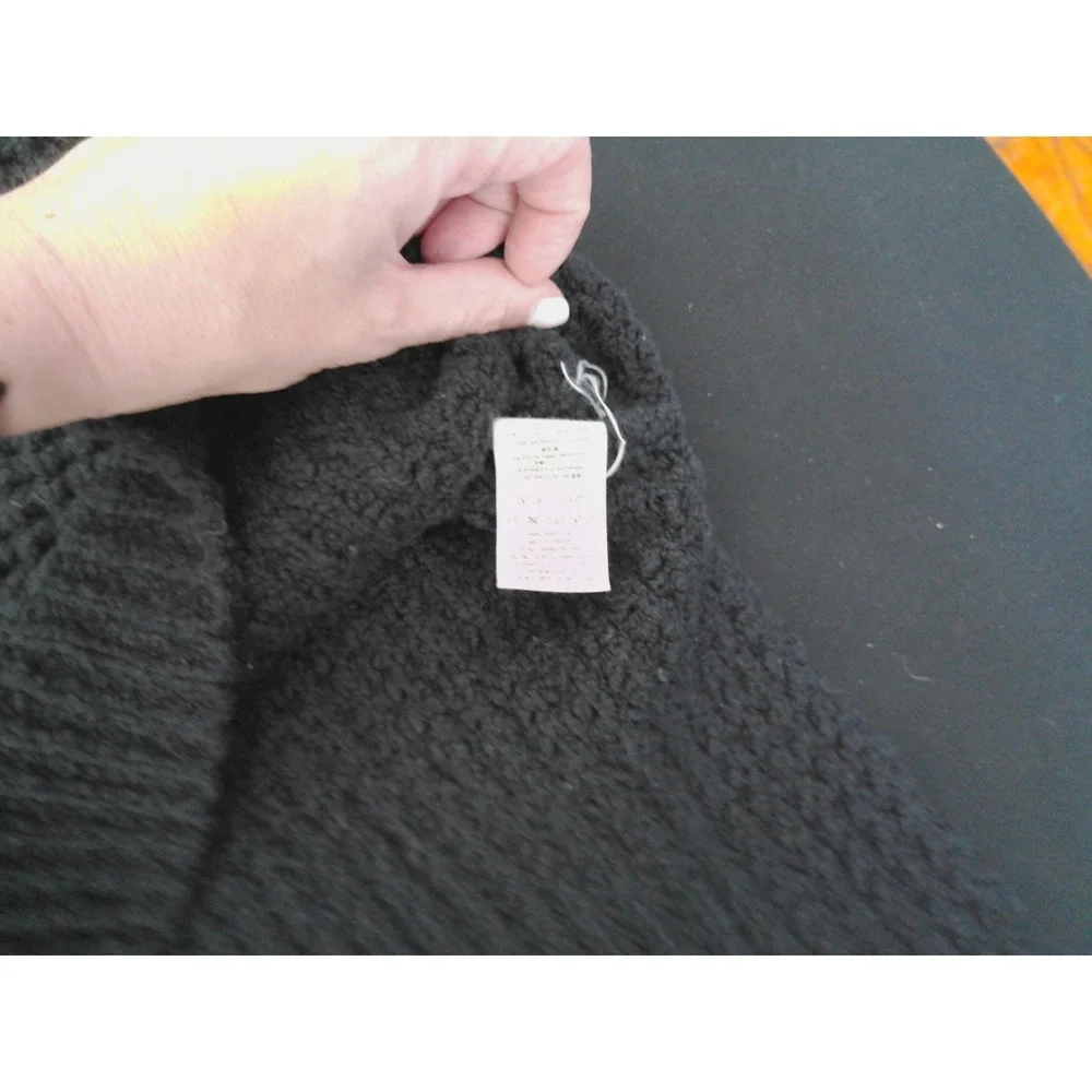 Free People Sweater Vest Womens XS Black Waffle Knit High Low Turtleneck Cozy
